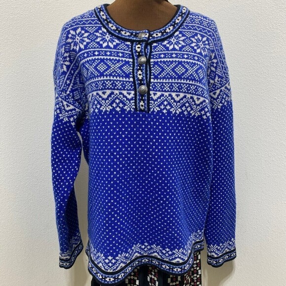 Vintage LL Bean 100% Merino Lambs' Wool Fair Isle Knit Pullover Sweater Size XL - Picture 1 of 6